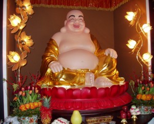 Maitreya Bodhisattva greets visitors to Hua Zang Si