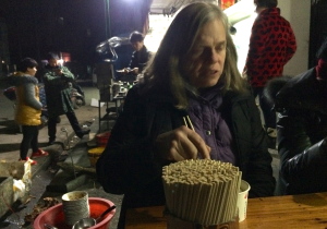 Eating noodles at midnight in Hubei Province.