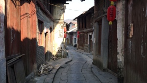 The village had narrow winding streets.