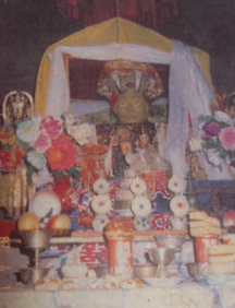 The Vajra Sharira or Relic of Kongkar Rinpoche after he shrunk to a little over one foot five inches in height.