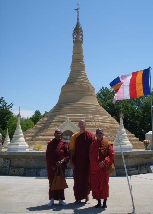 Bhikkhu Gunaratana with two other monks at the Lokachantha Pagoda