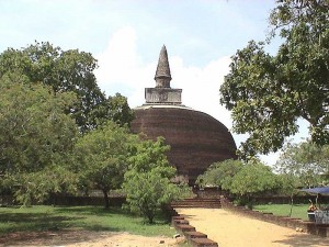 The Jetavanaramaya Stupa built in the third century as part of the Jetavana Monastery in Anuradhapura, Sri Lanka. At 400 feet, it was one of the tallest structures in the ancient world, with only two (the Great Pyramids of Giza) being higher.