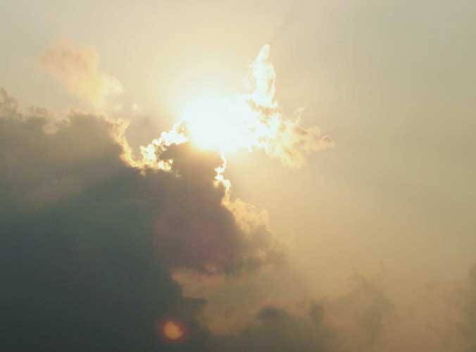 Kuan Yin Bodhisattva appears on cloud in Taiwan