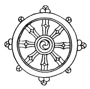 Dharma Wheel representing the Eight-Fold Path that Shakyamuni Buddha taught