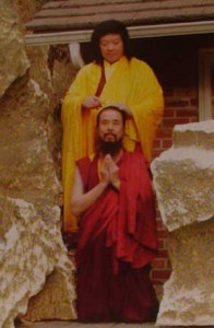 Ven. Henghsing Gyatso being tonsured by H.H. Dorje Chang Buddha III.