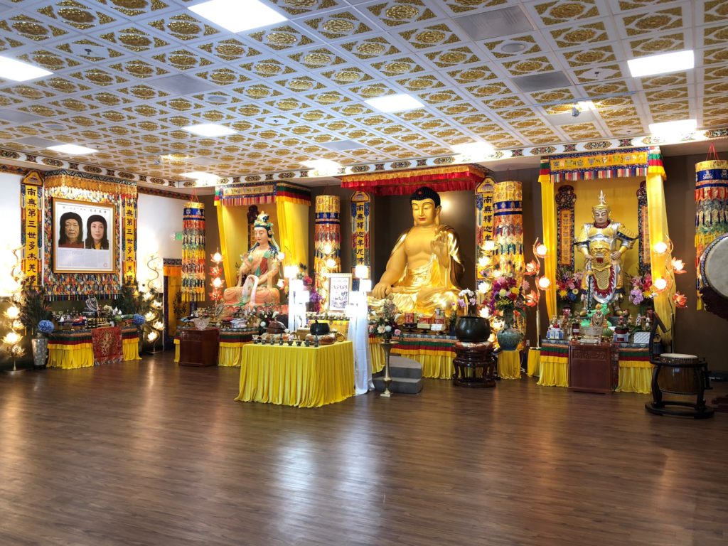 Grand Hall of the Buddhas at the Holy Miracles Temple, Pasadena, California, USA.